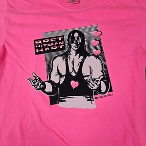 Bret Hitman Hart WWE Wrestling Graphic T-Shirt Comfort Colors Pink Mens XL